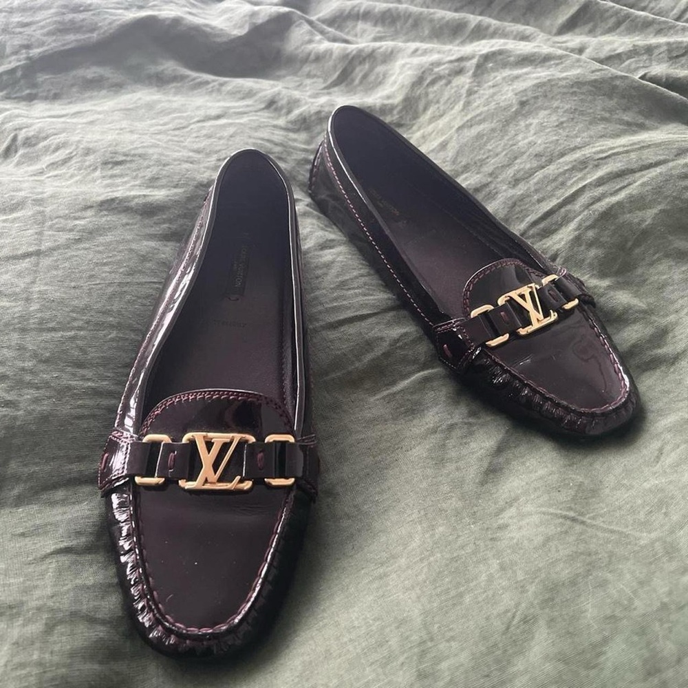 Louis Vuitton Dark Brown Loafers with Gold Accents